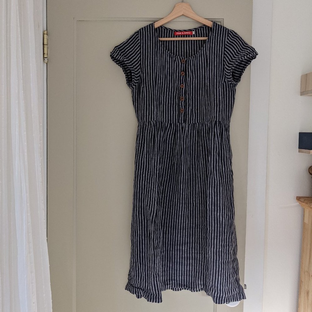 Pyne & Smith Indigo Stripe Model No. 11 Dress, Size Medium